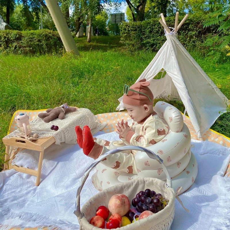 Baby Inflatable Sofa Children Puff Portable Bath Chairs PVC Multifunctional Seat Practice Sitting Bath Stool - PCWLDASHRES