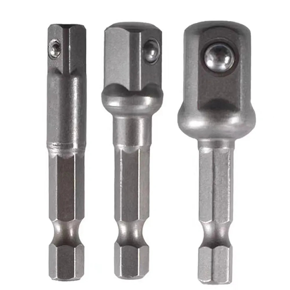 3PC natural hexagonal handle extension rod 50mm adapter 1/2 screwdriver 3/8 square head 1/4 socket power tool accessories