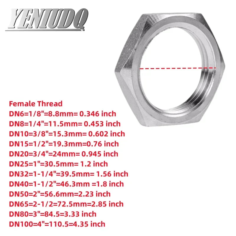 1pcs Pipe Fitting Stainless Steel ss 304 Hex Nuts HexNuts 1/8" 1/4" 3/8" 1/2" 3/4" 1" 1-1/4" 1-1/2" 2" 3" BSP Thread adapter