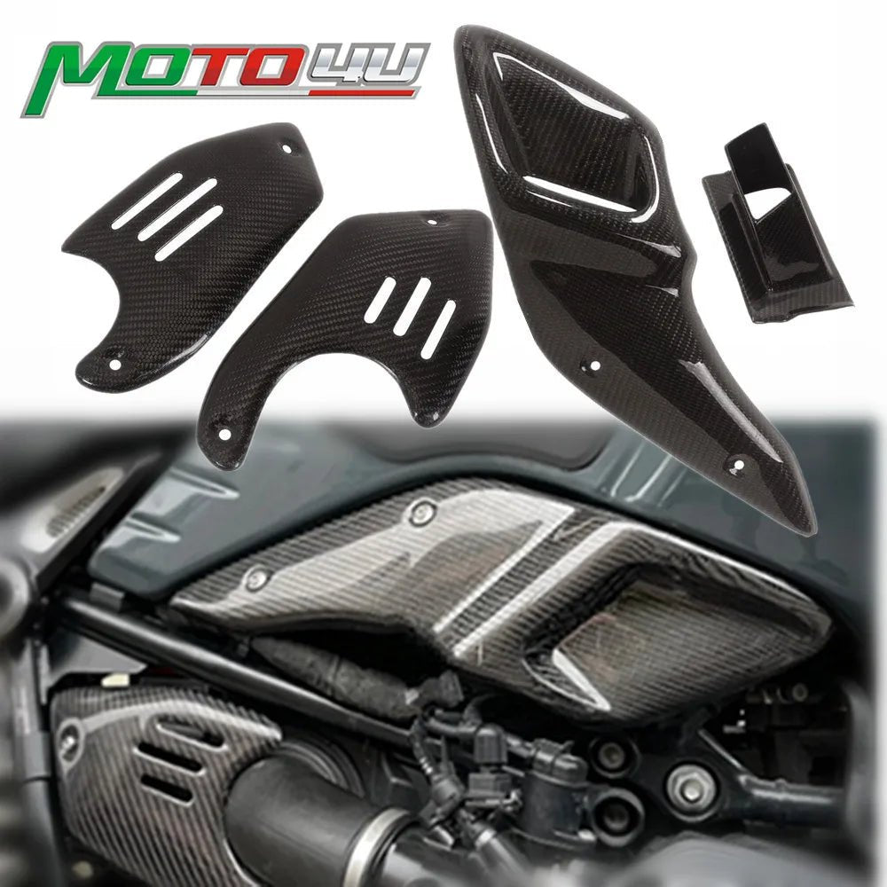 Carbon Fiber Motorcycle Intake Shorter Pipe Cover Side Protector Heat - shield Decorator For BMW R NINE T NINET RNINET 2015 - 2022 - PCWLDASHRES