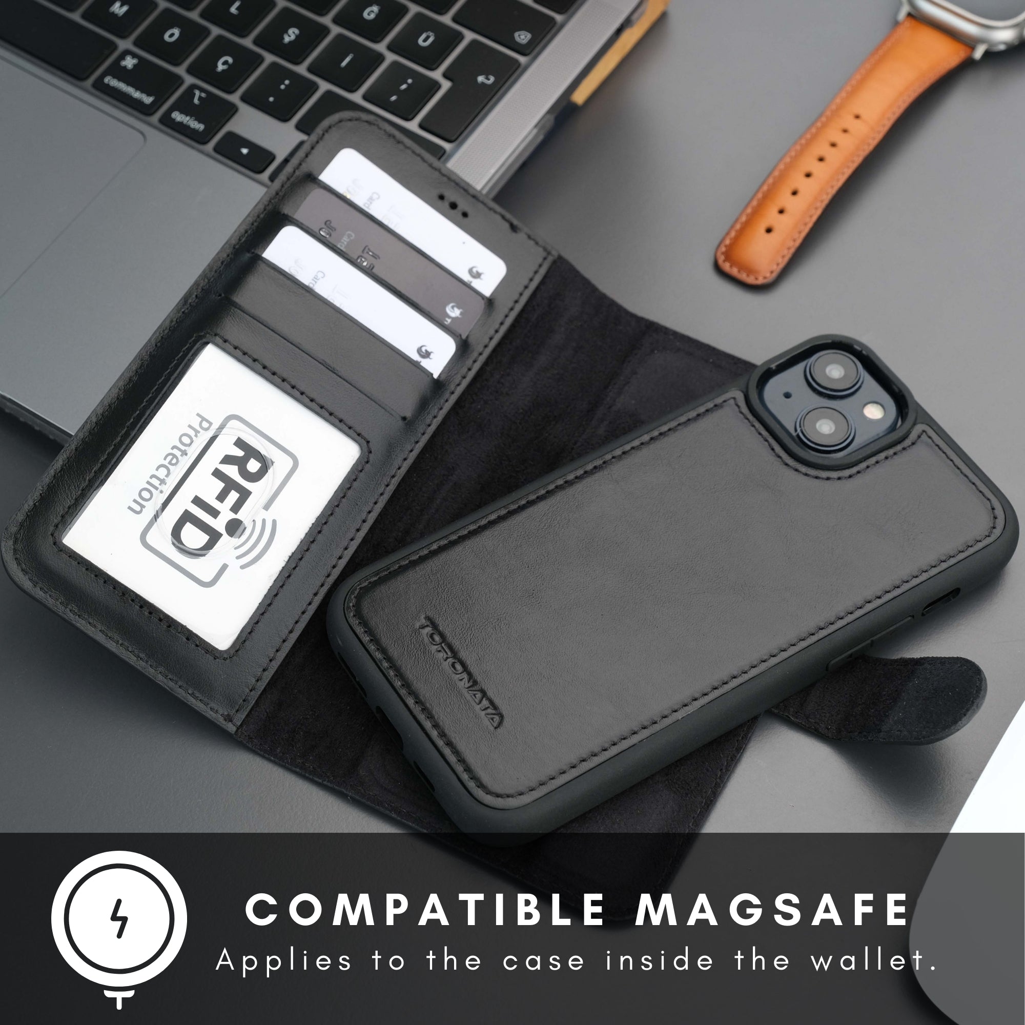 Casper Leather iPhone 15 Plus Wallet Case | Detachable MagSafe Compatible RFID Protection - PCWLDASHRES