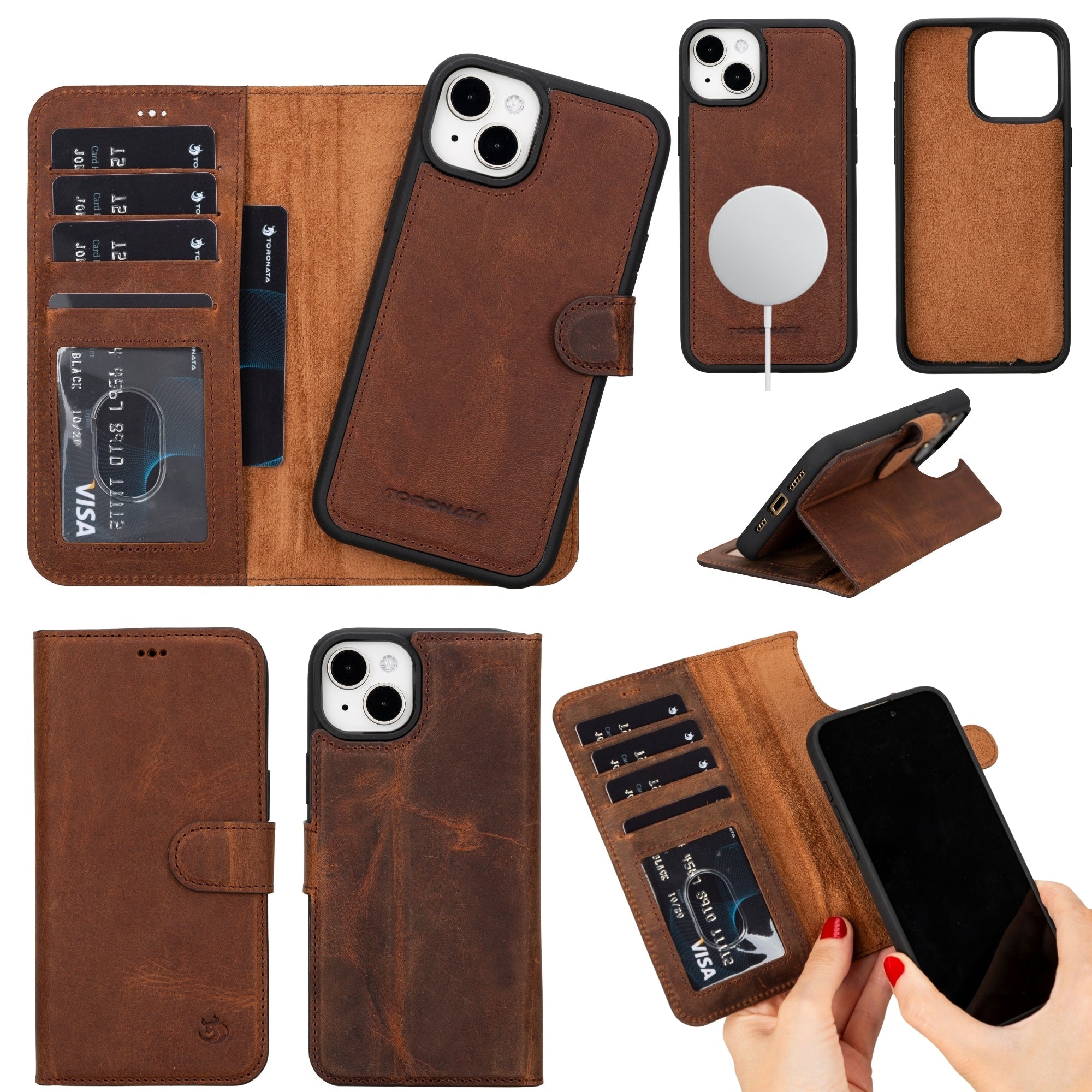 Casper Leather iPhone 15 Plus Wallet Case | Detachable MagSafe Compatible RFID Protection - PCWLDASHRES