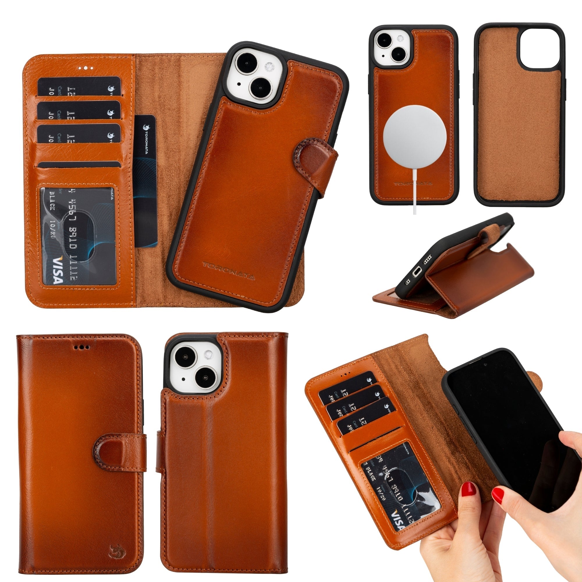 Casper Leather iPhone 15 Plus Wallet Case | Detachable MagSafe Compatible RFID Protection - PCWLDASHRES