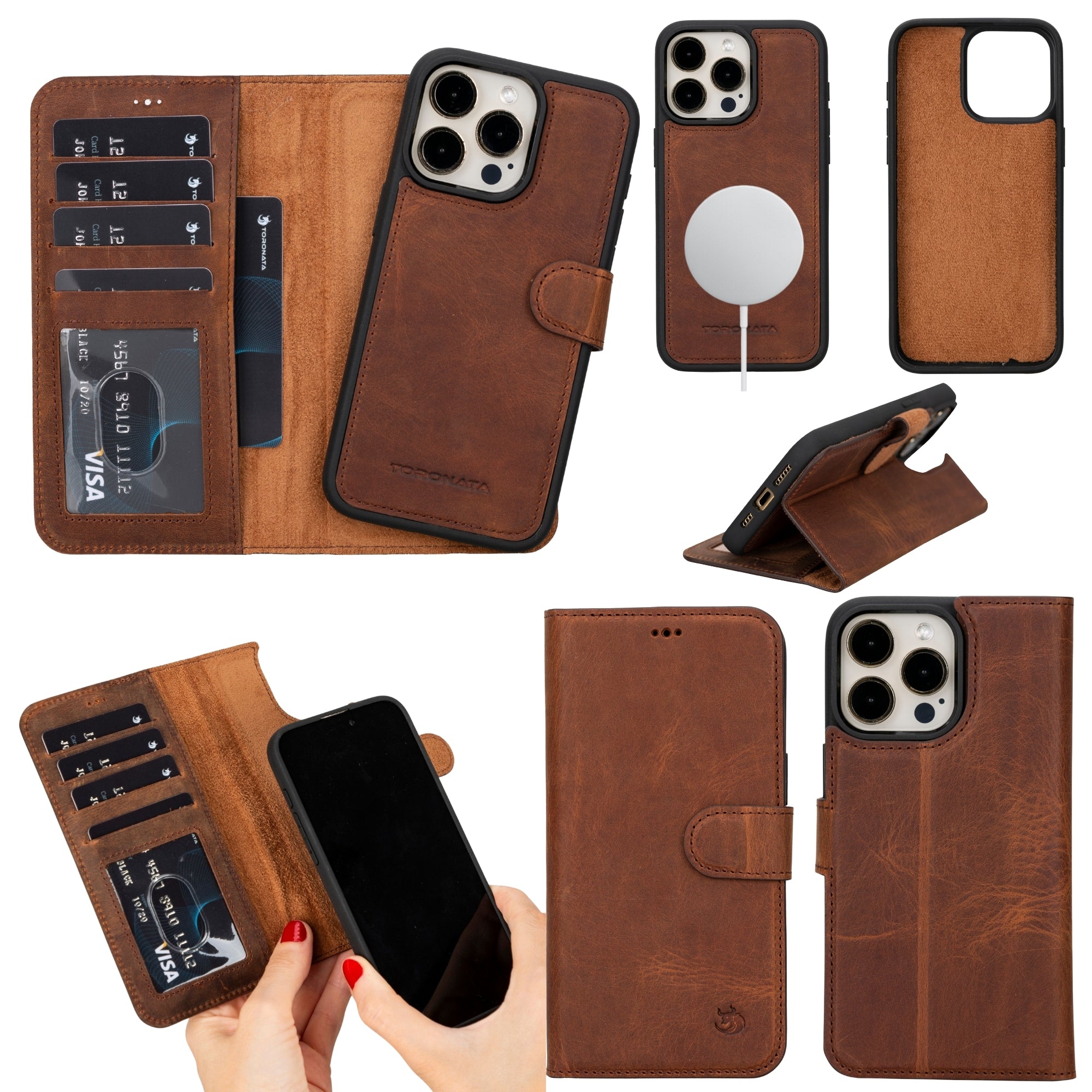Casper Leather iPhone 15 Pro Wallet Case | Detachable MagSafe Compatible RFID Protection - PCWLDASHRES
