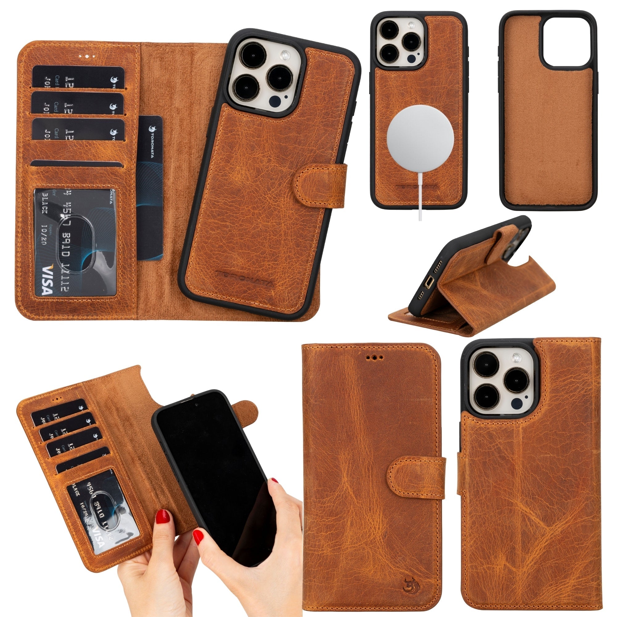Casper Leather iPhone 15 Pro Wallet Case | Detachable MagSafe Compatible RFID Protection - PCWLDASHRES