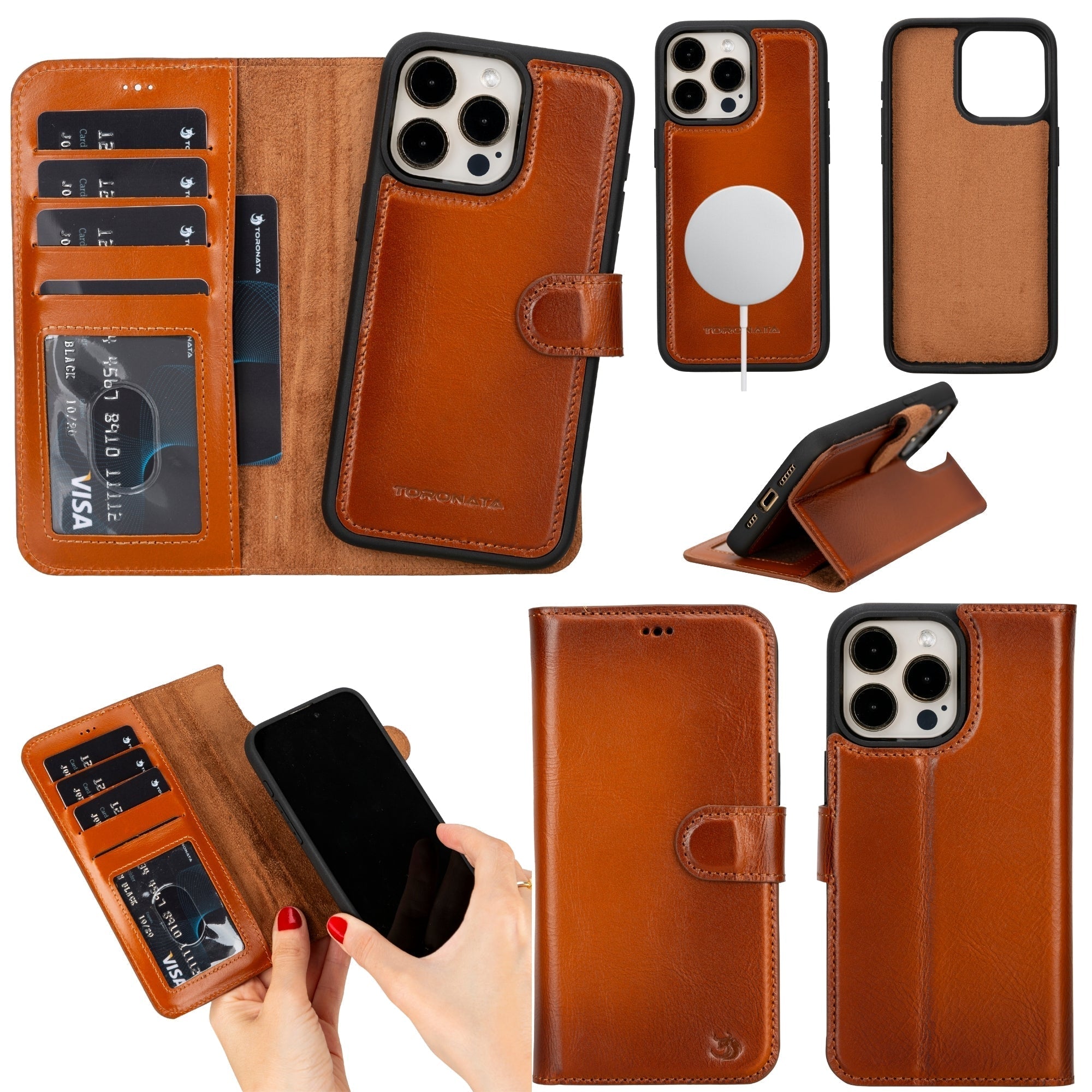 Casper Leather iPhone 15 Pro Wallet Case | Detachable MagSafe Compatible RFID Protection - PCWLDASHRES