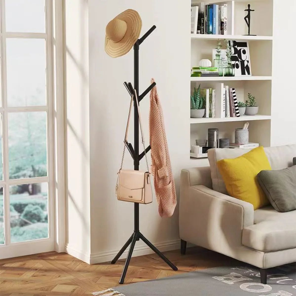 Clothes and Hats Rack Floor To Floor Bedroom Coat Hook Bedroom Vertical Tree Branch Shape Holder Hat Scarf Handbag Storage Hange - PCWLDASHRES