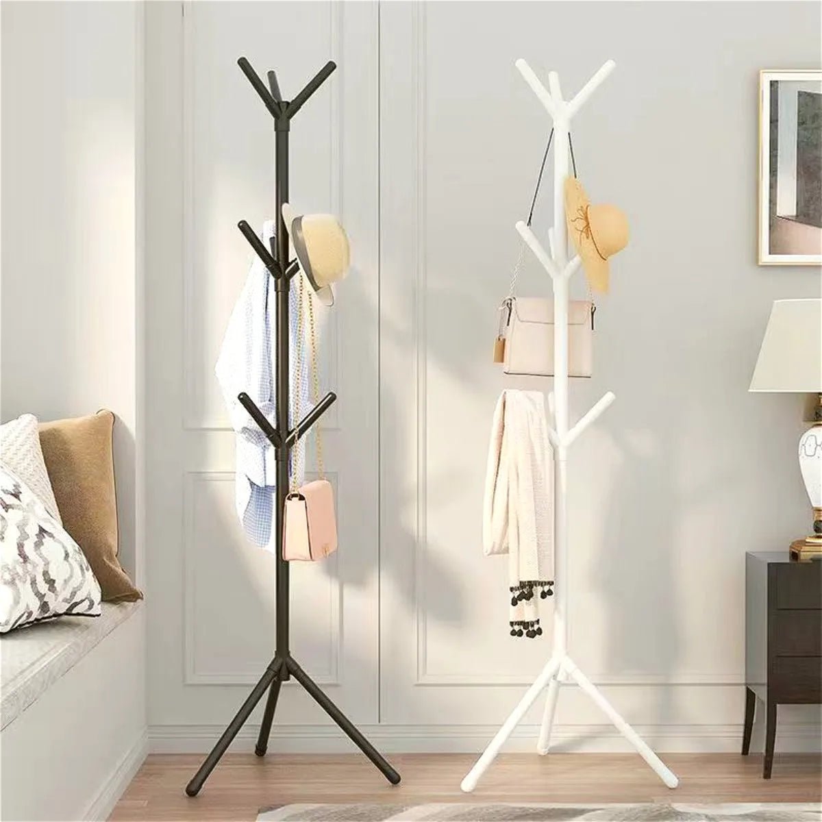 Clothes and Hats Rack Floor To Floor Bedroom Coat Hook Bedroom Vertical Tree Branch Shape Holder Hat Scarf Handbag Storage Hange - PCWLDASHRES