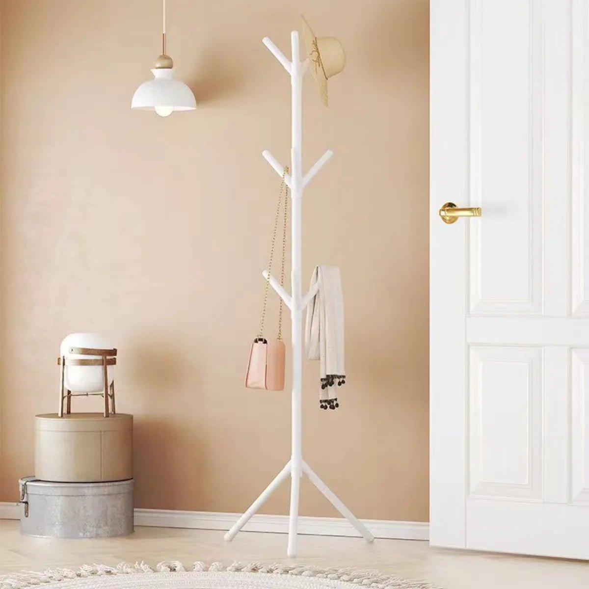 Clothes and Hats Rack Floor To Floor Bedroom Coat Hook Bedroom Vertical Tree Branch Shape Holder Hat Scarf Handbag Storage Hange - PCWLDASHRES