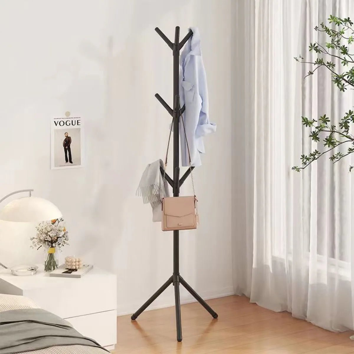 Clothes and Hats Rack Floor To Floor Bedroom Coat Hook Bedroom Vertical Tree Branch Shape Holder Hat Scarf Handbag Storage Hange - PCWLDASHRES