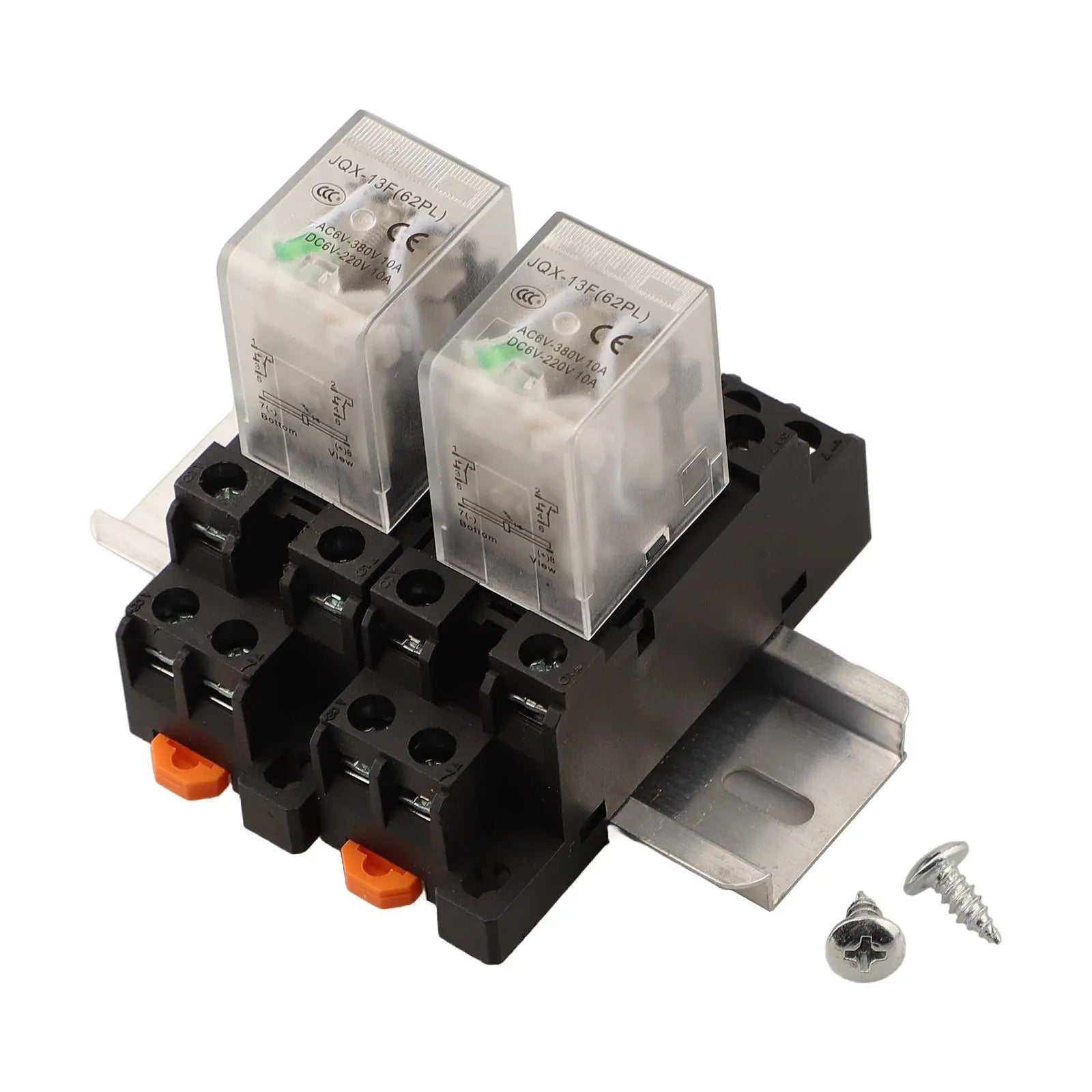 Coil Power Relay Two 8 Pin Electromagnetic Relays with Base and DIN Rail DPDT Configuration for Switching Options - PCWLDASHRES