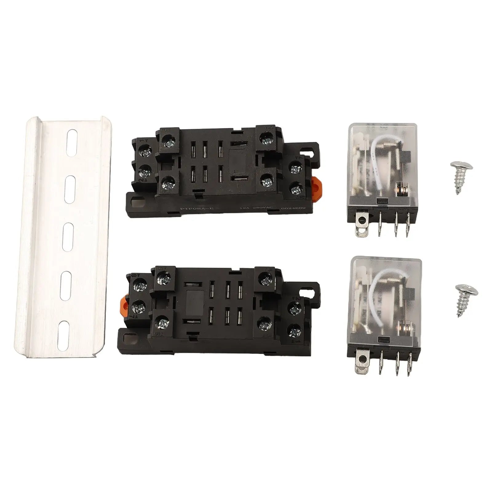 Coil Power Relay Two 8 Pin Electromagnetic Relays with Base and DIN Rail DPDT Configuration for Switching Options - PCWLDASHRES
