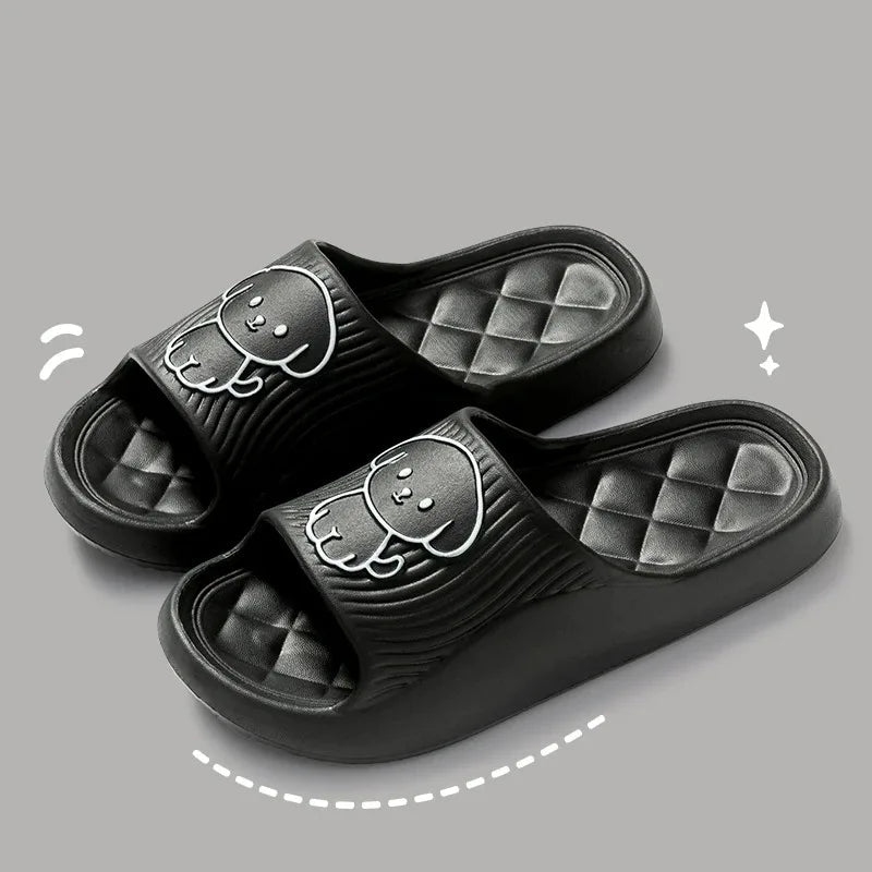 Cute Carton Slippers Bathroom Slippers Cloud Cushion Slides Summer Soft Thick Platform Home Men Indoor Non - slip Flat Flip Flops - PCWLDASHRES
