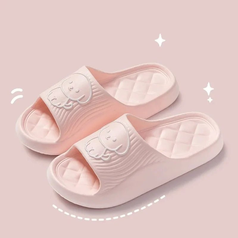 Cute Carton Slippers Bathroom Slippers Cloud Cushion Slides Summer Soft Thick Platform Home Men Indoor Non - slip Flat Flip Flops - PCWLDASHRES