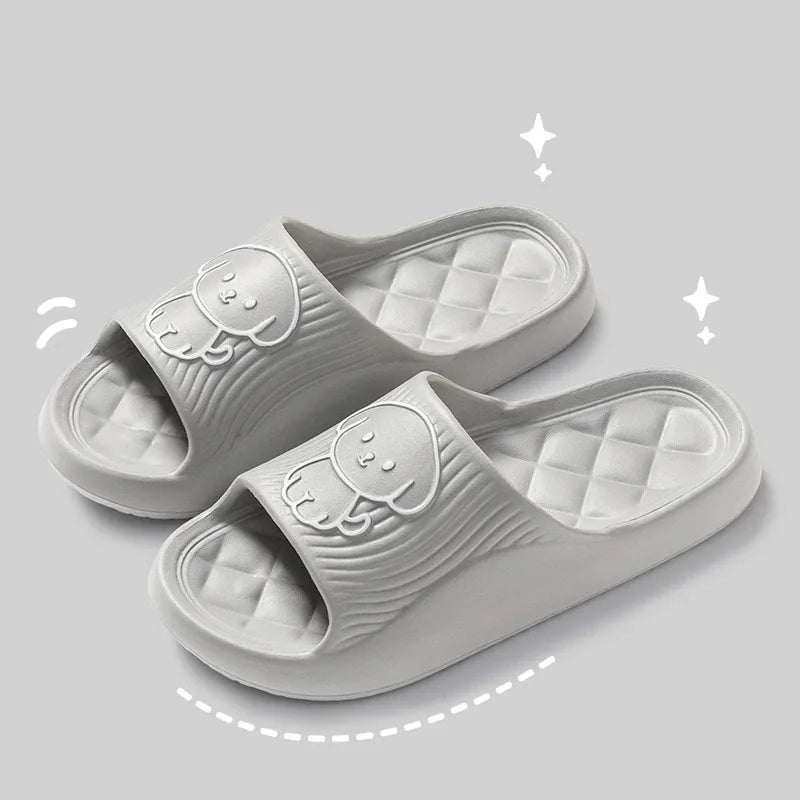 Cute Carton Slippers Bathroom Slippers Cloud Cushion Slides Summer Soft Thick Platform Home Men Indoor Non - slip Flat Flip Flops - PCWLDASHRES