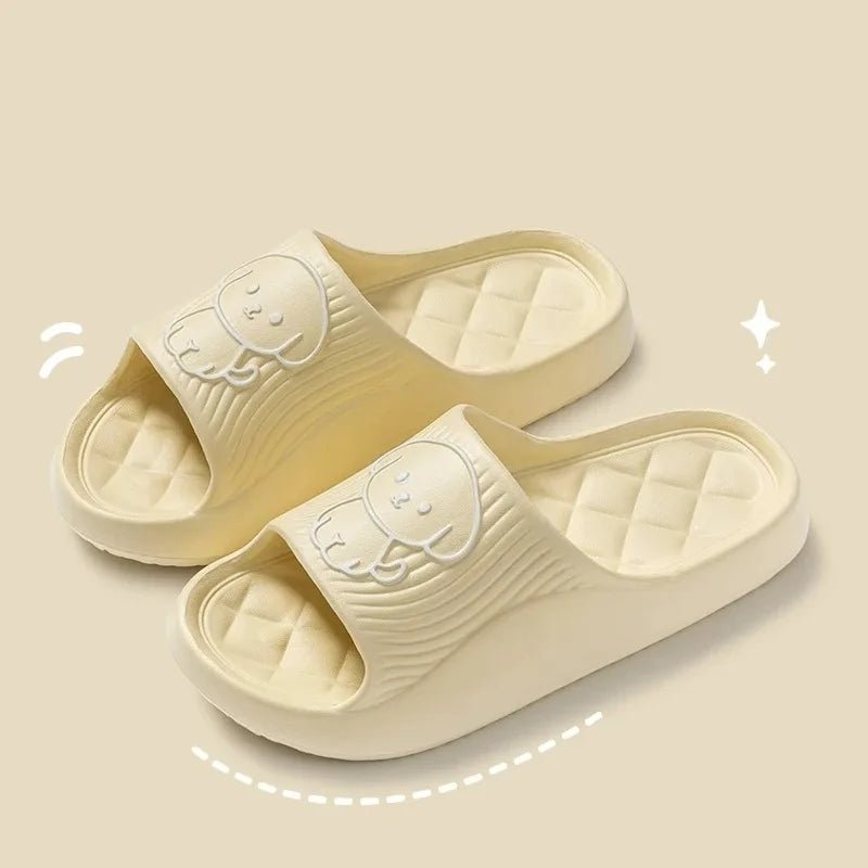 Cute Carton Slippers Bathroom Slippers Cloud Cushion Slides Summer Soft Thick Platform Home Men Indoor Non - slip Flat Flip Flops - PCWLDASHRES