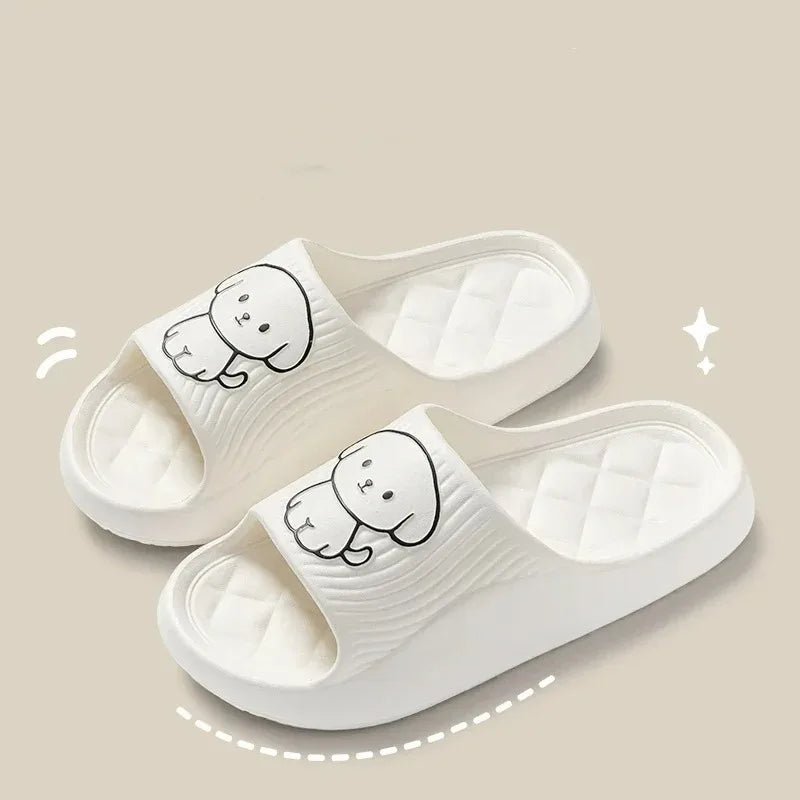 Cute Carton Slippers Bathroom Slippers Cloud Cushion Slides Summer Soft Thick Platform Home Men Indoor Non - slip Flat Flip Flops - PCWLDASHRES