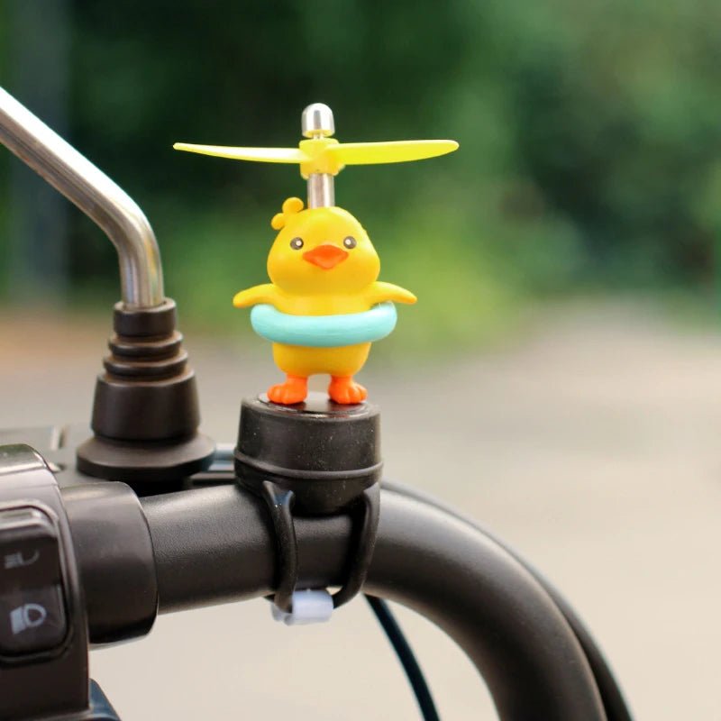 Cute Little Yellow Duck Motorcycle Riding Handlebar Decoration Toy With Propeller Bike Moto Driving Ornaments - PCWLDASHRES