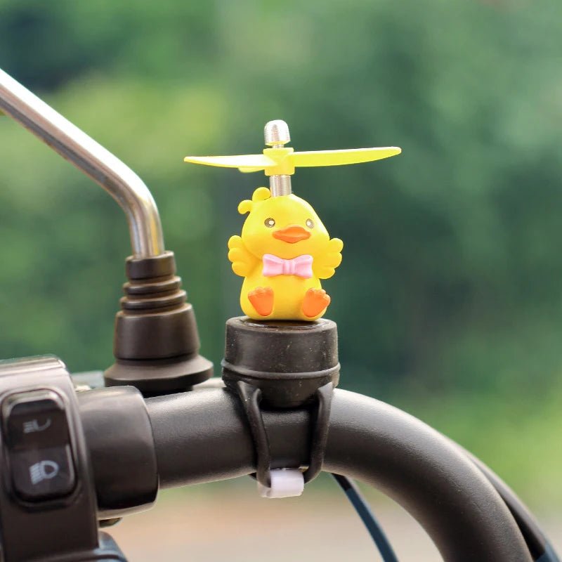 Cute Little Yellow Duck Motorcycle Riding Handlebar Decoration Toy With Propeller Bike Moto Driving Ornaments - PCWLDASHRES