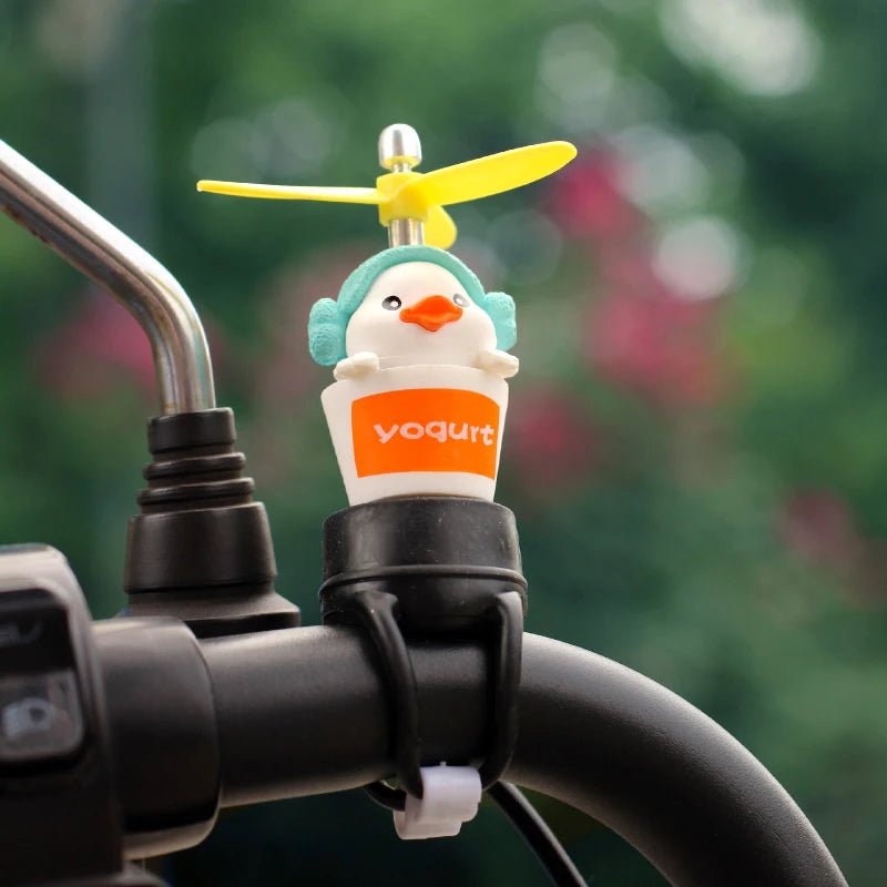 Cute Little Yellow Duck Motorcycle Riding Handlebar Decoration Toy With Propeller Bike Moto Driving Ornaments - PCWLDASHRES