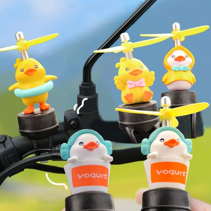 Cute Little Yellow Duck Motorcycle Riding Handlebar Decoration Toy With Propeller Bike Moto Driving Ornaments - PCWLDASHRES