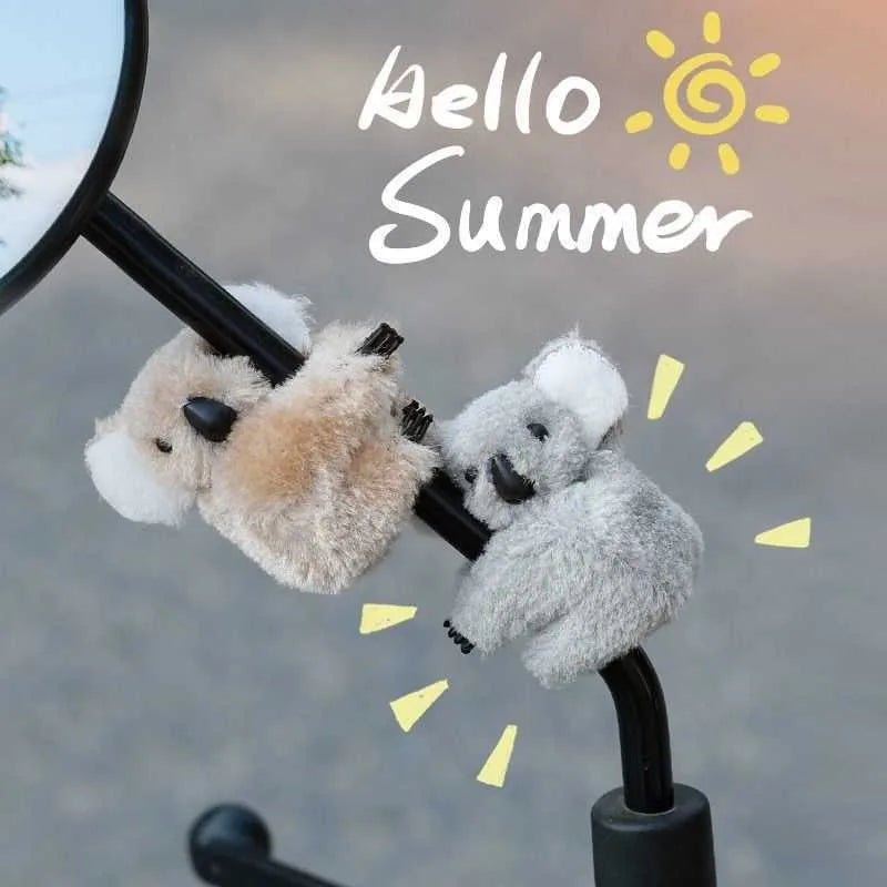 Cute Plush Koala Rearview Mirror Pole Doll Pendant Car Ornaments Motorcycle Bicycle Rearview Mirror Decoration Accessories - PCWLDASHRES