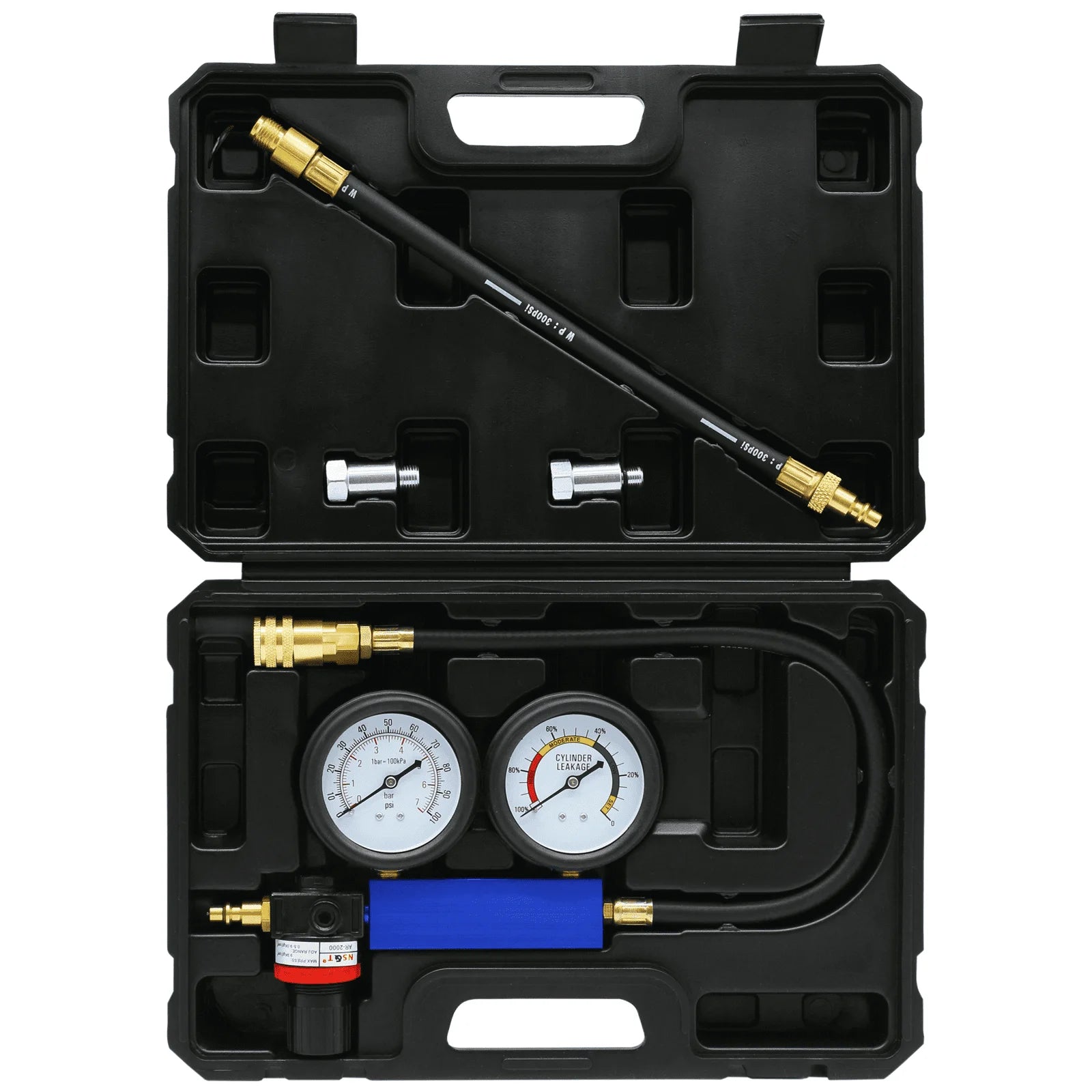 Cylinder Leak Down Tester Kit,Gasoline Engine Compression Tester,Dual Pressure Gauges Engine Compression Leakdown Detector for G - PCWLDASHRES
