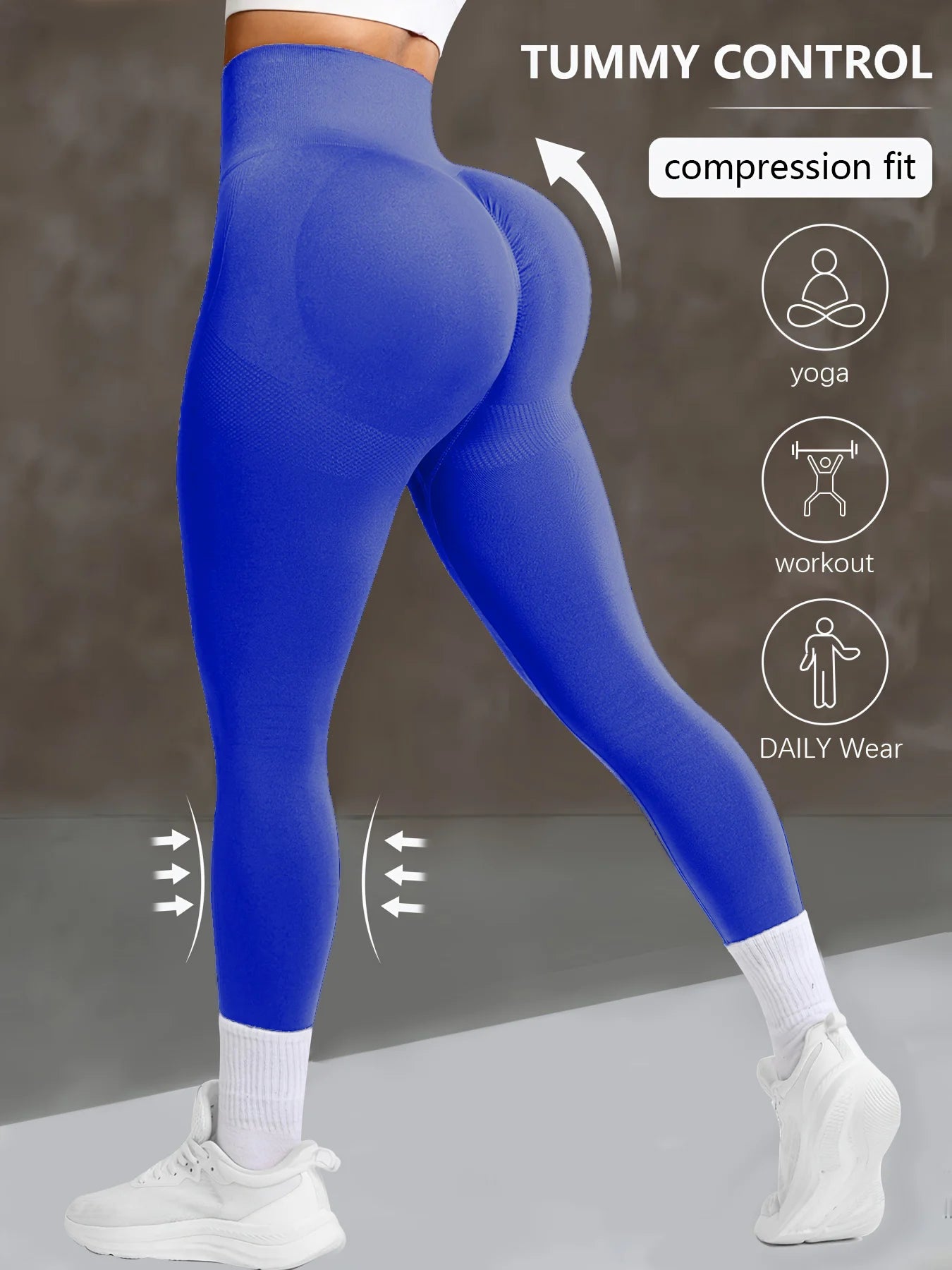 CZGUKE Women's seamless gym yoga pants high waist peach hip solid color tight fitting sports pants yoga cycling sports pants - PCWLDASHRES