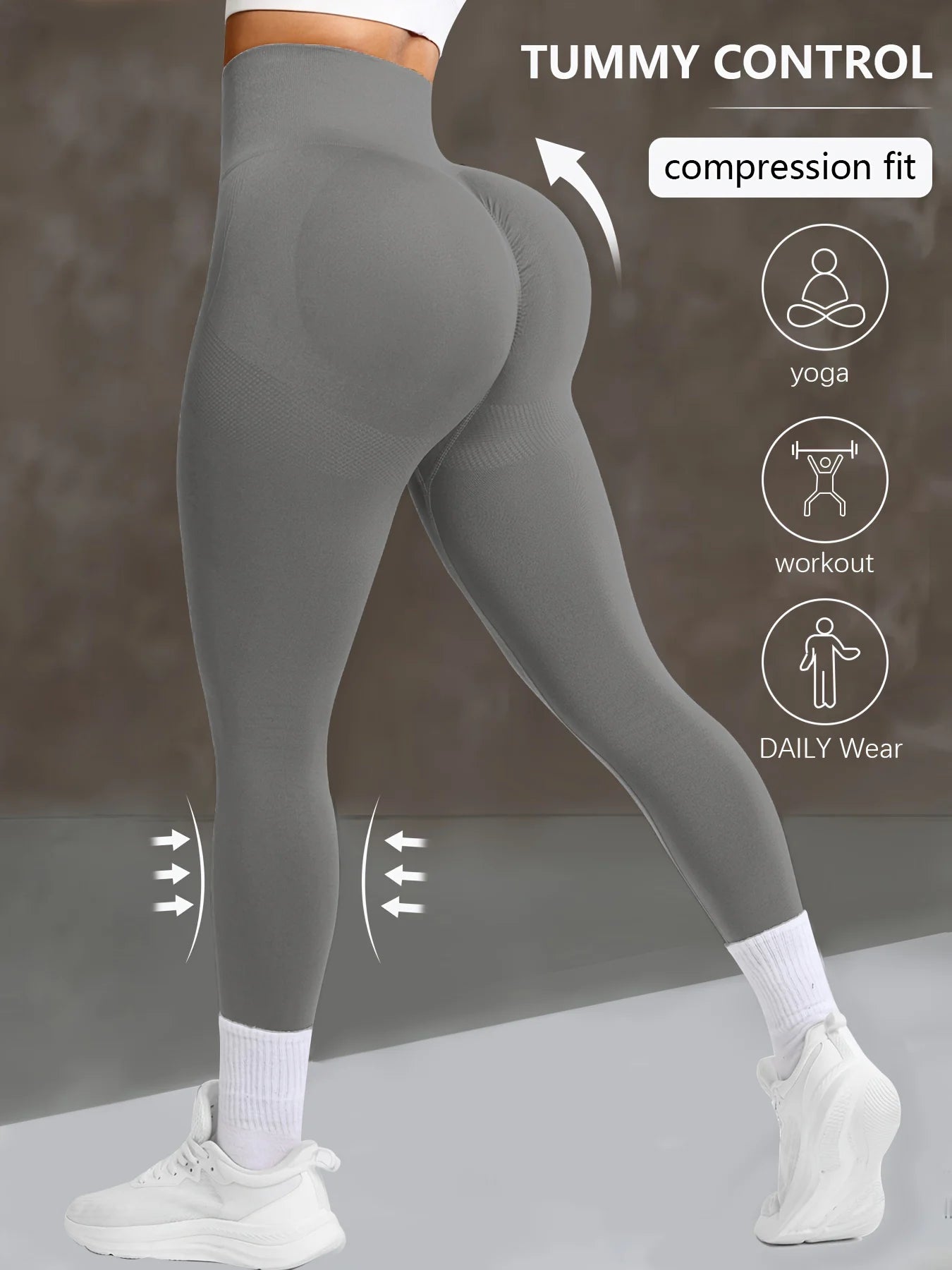 CZGUKE Women's seamless gym yoga pants high waist peach hip solid color tight fitting sports pants yoga cycling sports pants - PCWLDASHRES