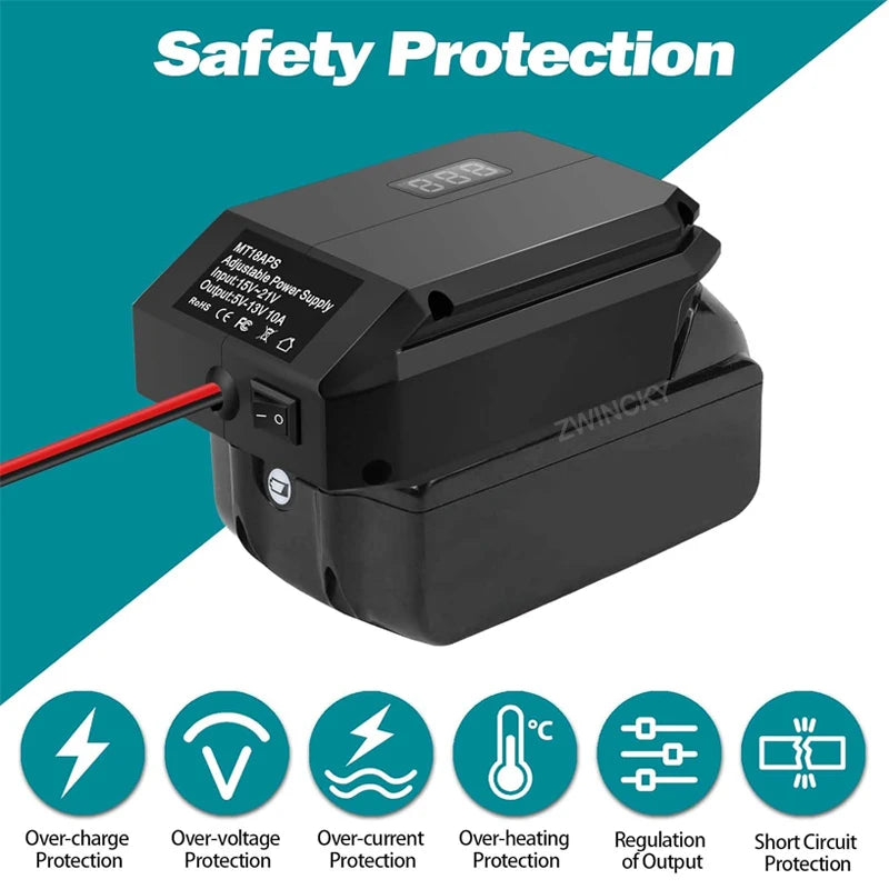 18V To 5-13V Step Down Converter For Makita/Dewalt/Milwauke/Bosch/Einhell 18V Battery Cigarette Lighter Adapte Voltage Regulator