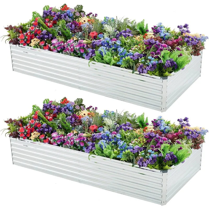 2 Pack 6x3x1FT Galvanized Raised Garden Beds Kit Outdoor Metal Gardening Planter Box For Vegetable Elevated Flower Herbs