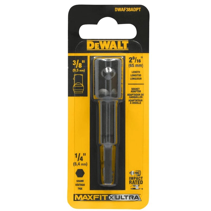 DEWALT DWAF38ADPT Socket Adaptor Impact Rated 3/8In 9,5MM Impact Electric Drill Conversion Power Tool Accessories - PCWLDASHRES