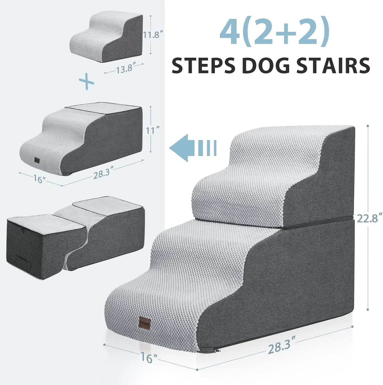 Dog Stairs for High Beds, 4 - Step Dog Steps for Small Dogs and Cats, Foldable Pet Stairs - PCWLDASHRES