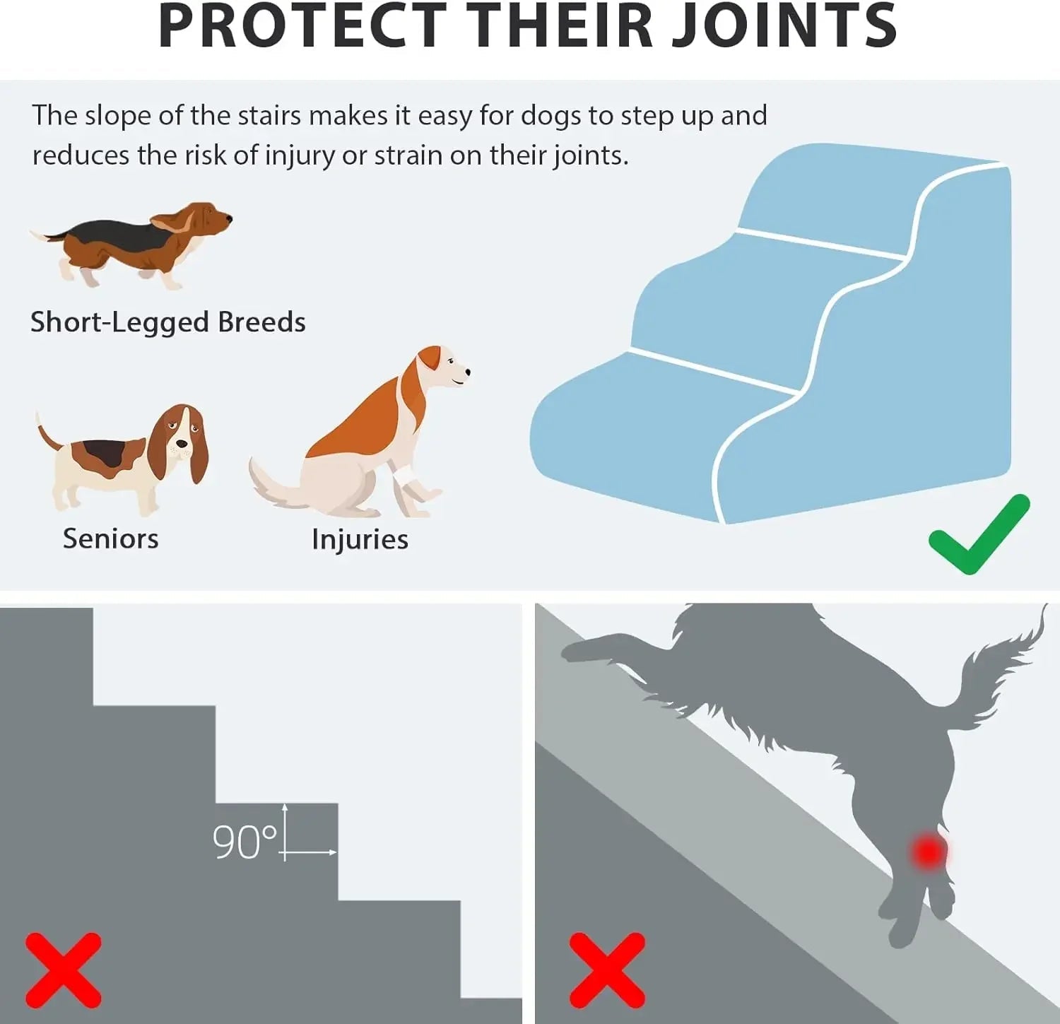 Dog Stairs for High Beds, 4 - Step Dog Steps for Small Dogs and Cats, Foldable Pet Stairs - PCWLDASHRES