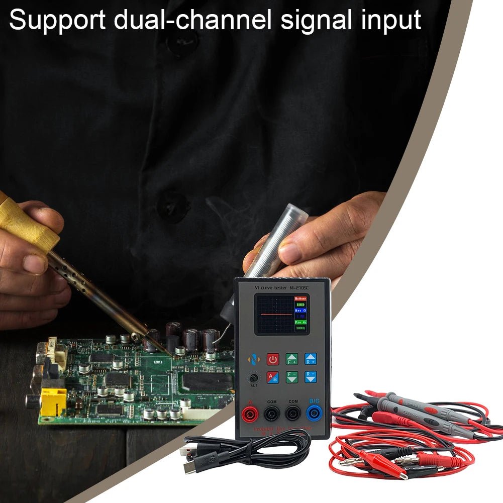 Dual - channel VI Curve Tester 18 Gear Frequency Adjustable Circuit Board Test Repair Tool with 2.0inch Screen ASA Tester 3000mAh - PCWLDASHRES