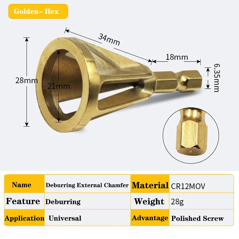 SenNan Deburring External Chamfer Tool Gr12mo Triangle/Hexagonal Metal Shank Drill Bit Remove Burr Power Tool Accessories