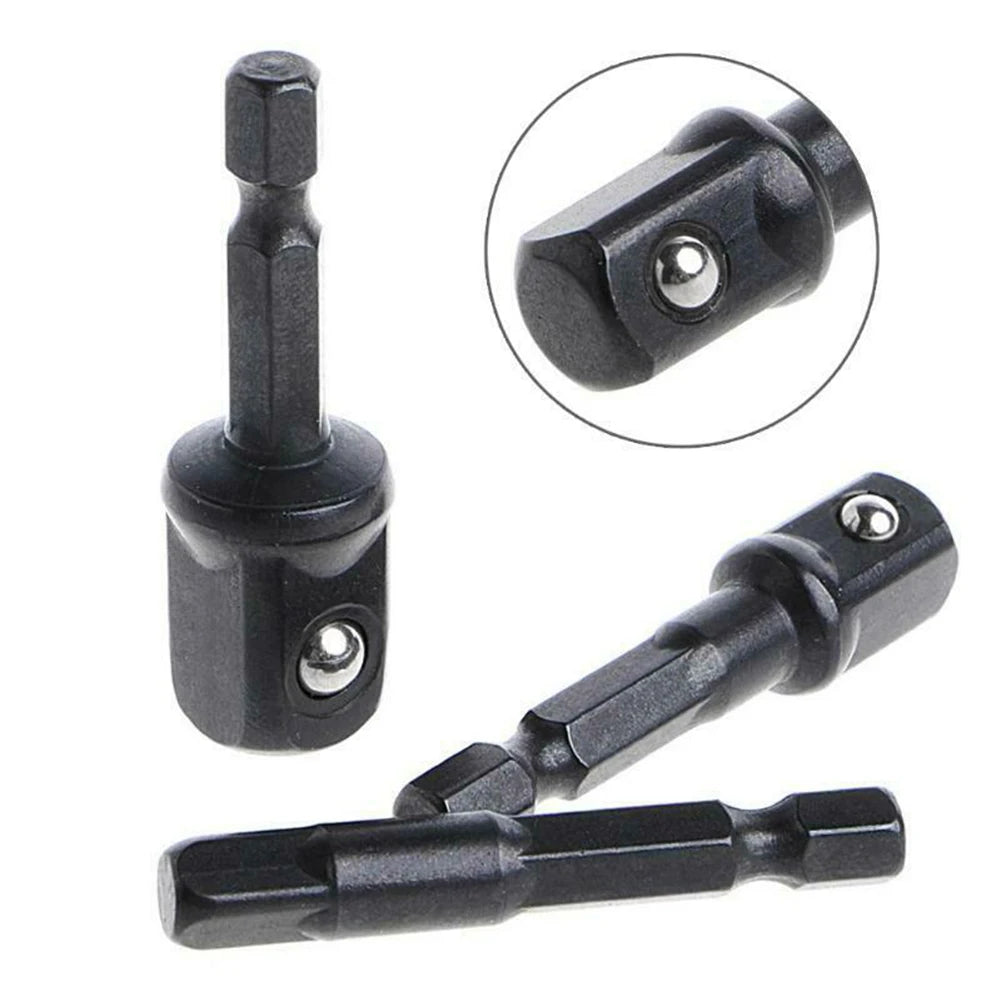 3PC natural hexagonal handle extension rod 50mm adapter 1/2 screwdriver 3/8 square head 1/4 socket power tool accessories