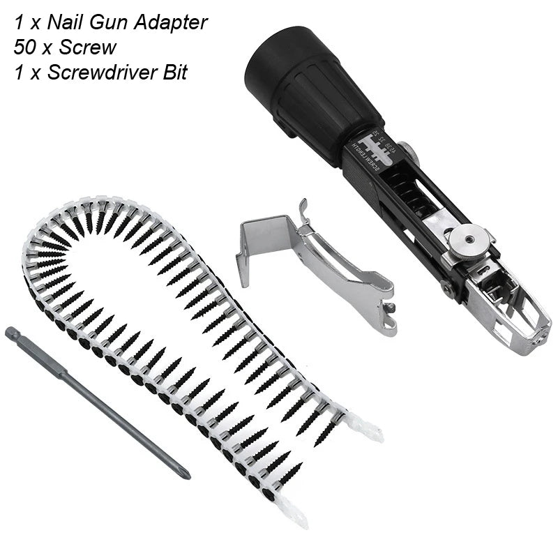 Electric Drill Adpater Automatic Screw Chain Nail Gun Adapter Nozzle Woodworking Tool Screwdriver Cordless Power Attachment - PCWLDASHRES