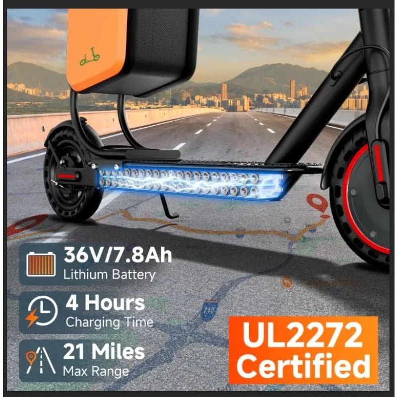 Electric Scooter With Seat For Adults - 19MPH & 21 - Mile Range, 350W Motor, 8.5" Solid Tires With App Control & Dual Brake System - PCWLDASHRES