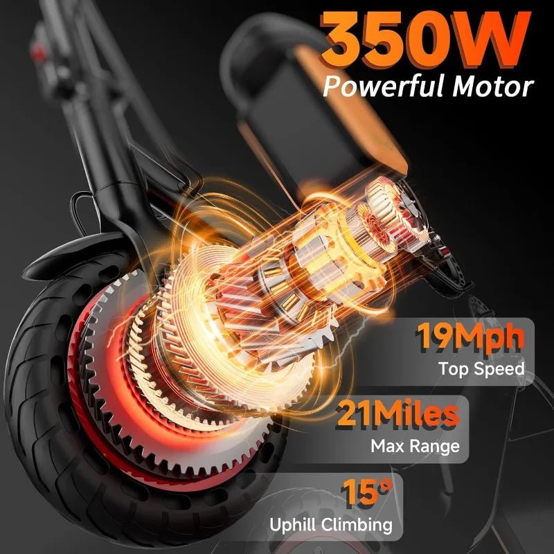Electric Scooter With Seat For Adults - 19MPH & 21 - Mile Range, 350W Motor, 8.5" Solid Tires With App Control & Dual Brake System - PCWLDASHRES