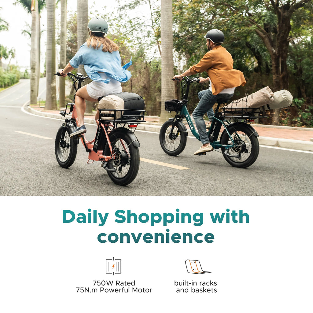 ENGWE L20 2.0 Foldable Electric Bike,750W Power,Speed 32 KM/H,20"x 3.0"Fat Tires, 52V 13Ah Battery,7 Speed E - Bike,Orange - PCWLDASHRES