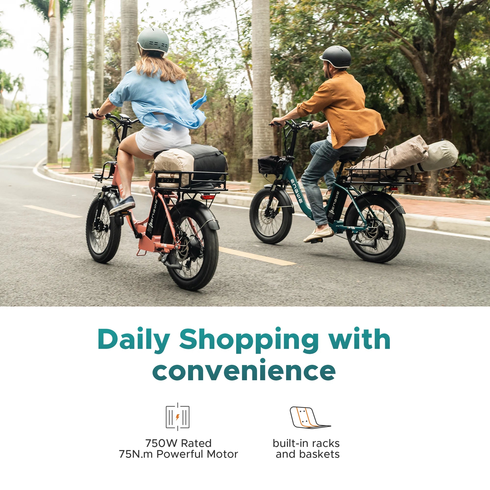 ENGWE L20 2.0 Foldable Electric Bike,750W Power,Speed 32 KM/H,20"x 3.0"Fat Tires, 52V 13Ah Battery,7 Speed E - Bike,Orange - PCWLDASHRES
