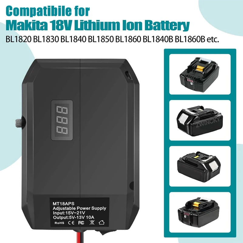 18V To 5-13V Step Down Converter For Makita/Dewalt/Milwauke/Bosch/Einhell 18V Battery Cigarette Lighter Adapte Voltage Regulator