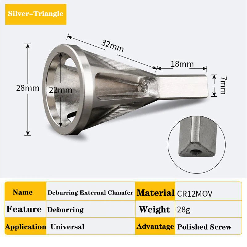 SenNan Deburring External Chamfer Tool Gr12mo Triangle/Hexagonal Metal Shank Drill Bit Remove Burr Power Tool Accessories