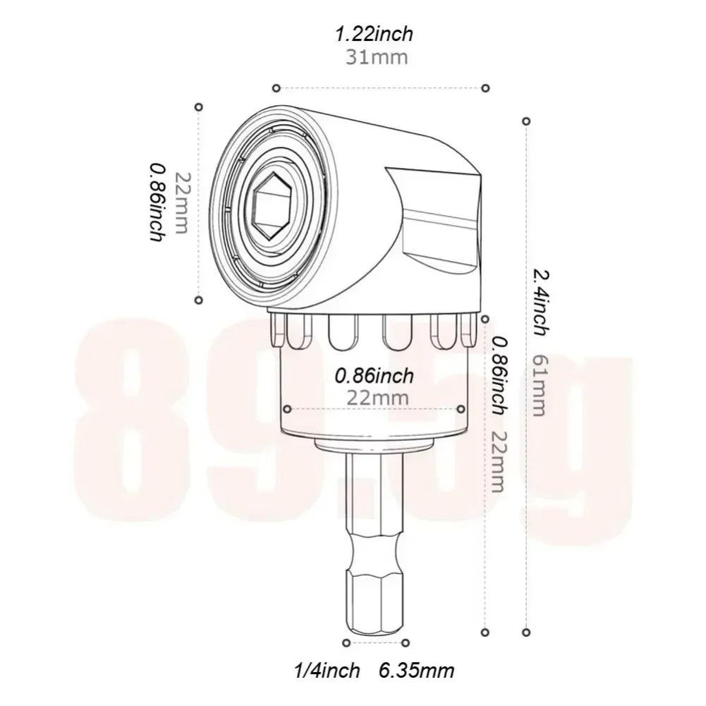 105° Turning Screwdriver Joint 1/4'' 3/8'' 1/2'' Impact Socket Adapter Nut Driver Electric Drill Corner Head  Extension Tool