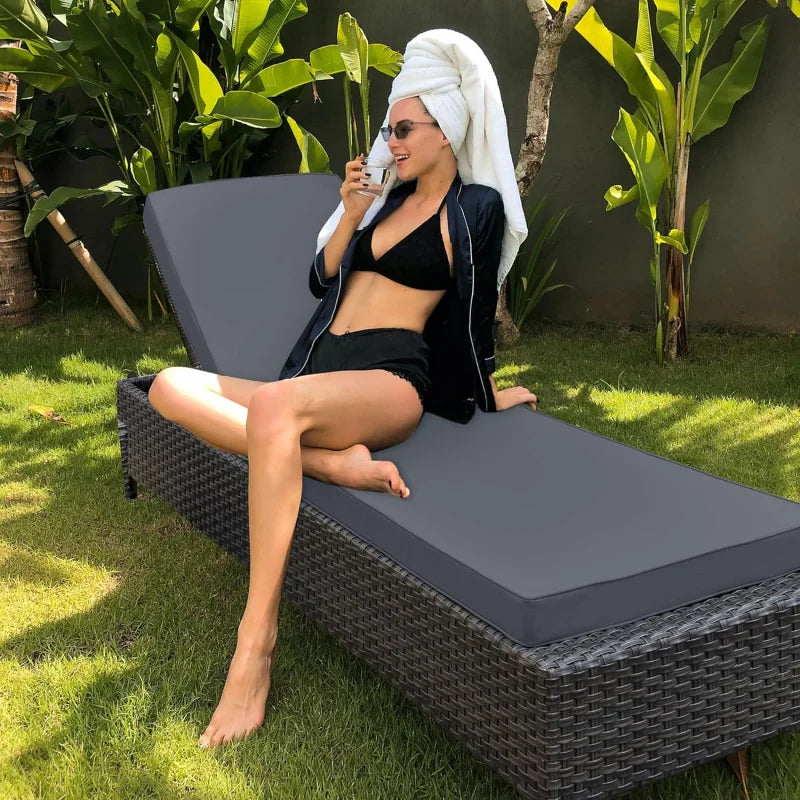 (UUX)Chaise Cushion Outdoor, Waterproof and Stain-Resistant Lounge Deck Reclining Chair Cushions for 72x21x3 Inch, Set of 4, UQ