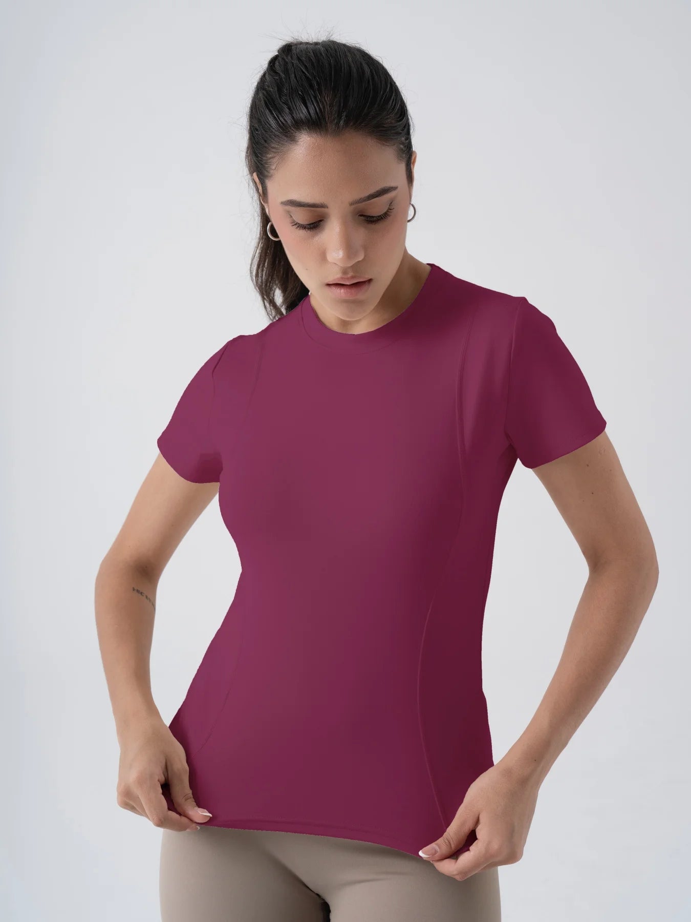 Fitfemme Women's Short - Sleeve Athletic T-Shirt - Stretchable, Quick - Dry & Stylish for Fitness & Daily Wear - PCWLDASHRES