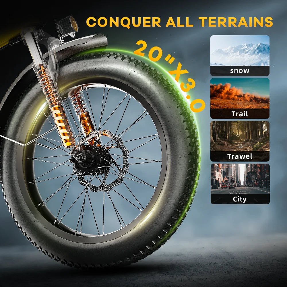 foldable electric bicycle,48V 1000W PEAK motor ebike for adults,28mph + ebike, 80 miles long range fat tyre for all terrain - PCWLDASHRES