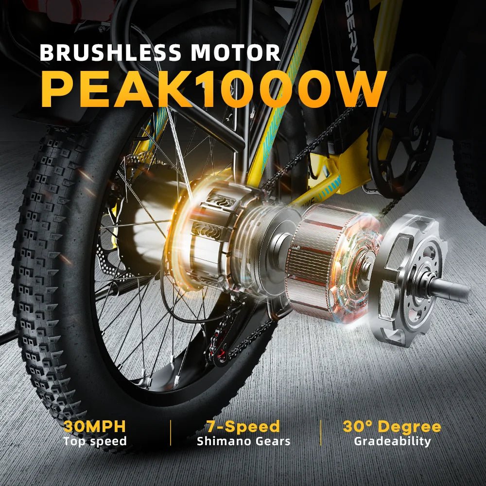 foldable electric bicycle,48V 1000W PEAK motor ebike for adults,28mph + ebike, 80 miles long range fat tyre for all terrain - PCWLDASHRES