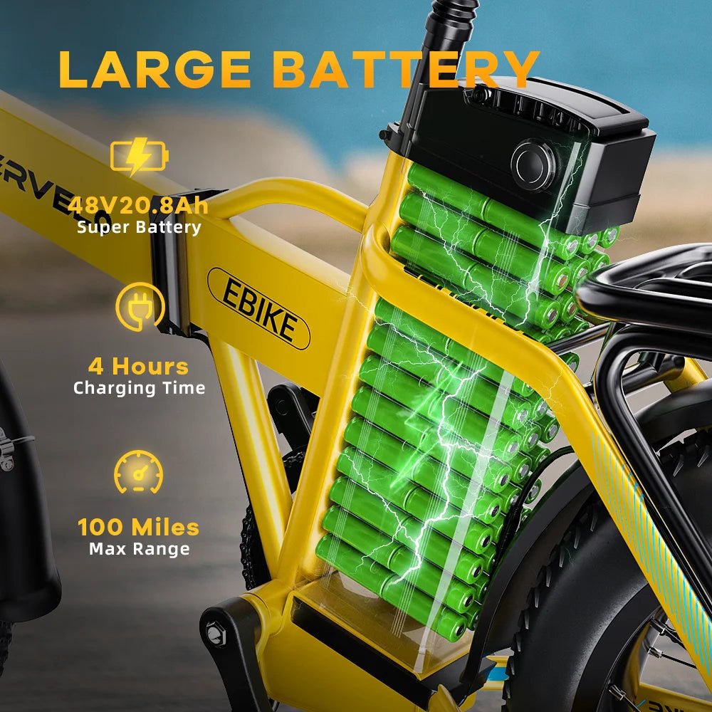 foldable electric bicycle,48V 1000W PEAK motor ebike for adults,28mph + ebike, 80 miles long range fat tyre for all terrain - PCWLDASHRES